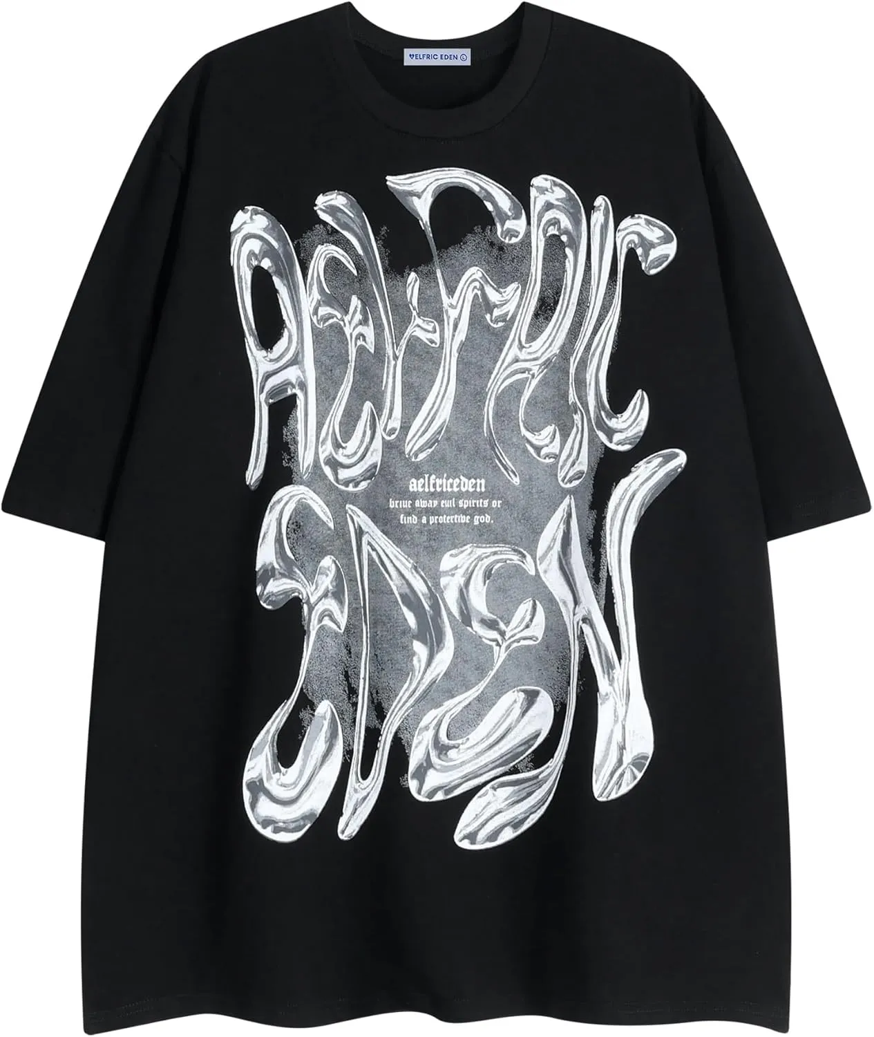 Aelfric Eden Metalic Graphic Tees Men Y2k Oversized T Shirts Women Vintage Tees Unisex Summer Tops