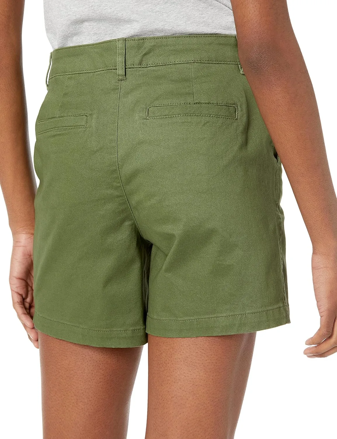 Amazon Essentials Women's Mid-Rise Slim-Fit 5 Inch Inseam Khaki Short (Available in Straight and Curvy Fits)
