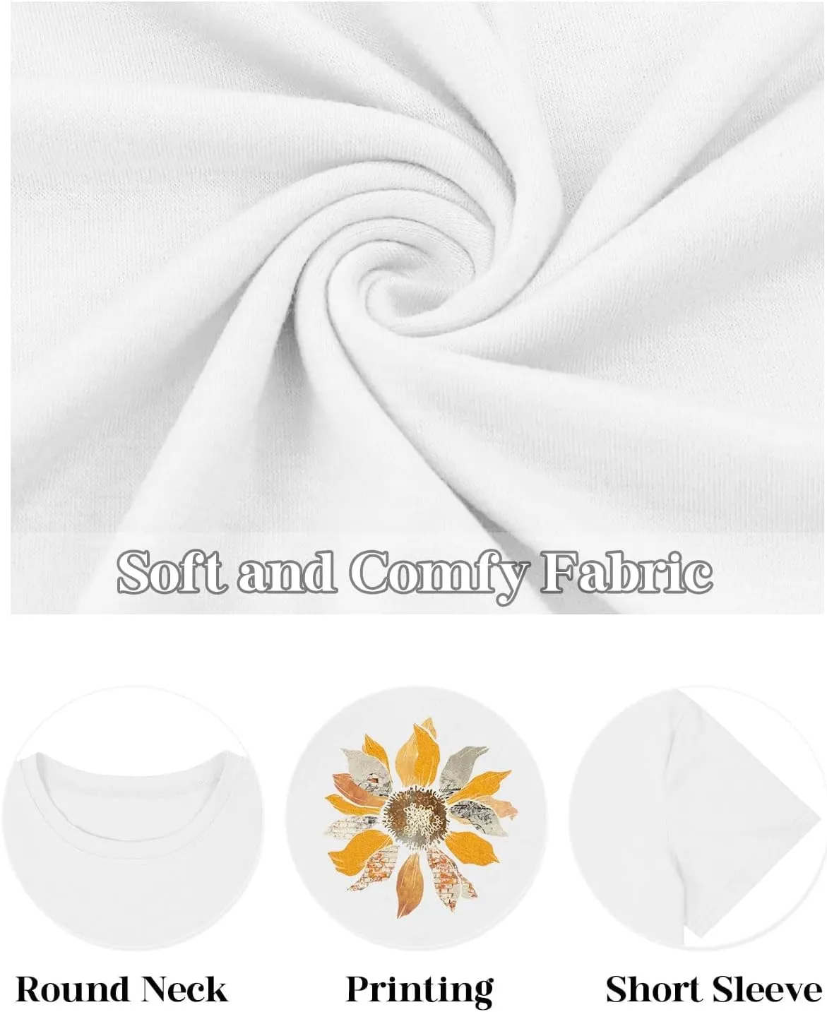 Anbech Womens Dandelion Graphic T-Shirts Teen Girls Cute Sunflower Print Casual Tee Tops
