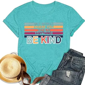 Bee Kind Shirt Womens Graphic Tshirts Funny Inspirational Teacher Shirt Novelty Casual Short Sleeve Tee Top