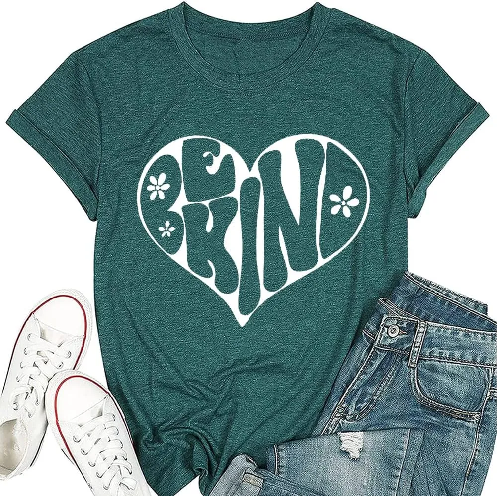 Bee Kind Shirt Womens Graphic Tshirts Funny Inspirational Teacher Shirt Novelty Casual Short Sleeve Tee Top