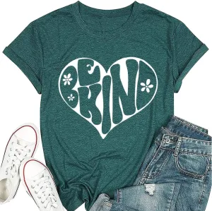 Bee Kind Shirt Womens Graphic Tshirts Funny Inspirational Teacher Shirt Novelty Casual Short Sleeve Tee Top