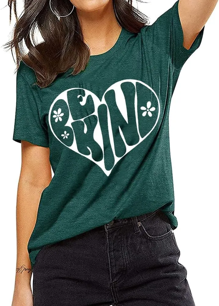 Bee Kind Shirt Womens Graphic Tshirts Funny Inspirational Teacher Shirt Novelty Casual Short Sleeve Tee Top