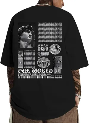 Kelxjia Men Oversized Graphic Tees Vintage Shirts Baggy Y2k Cotton T Shirts Harajuku Streetwear Summer Casual 90s Top Tshirt