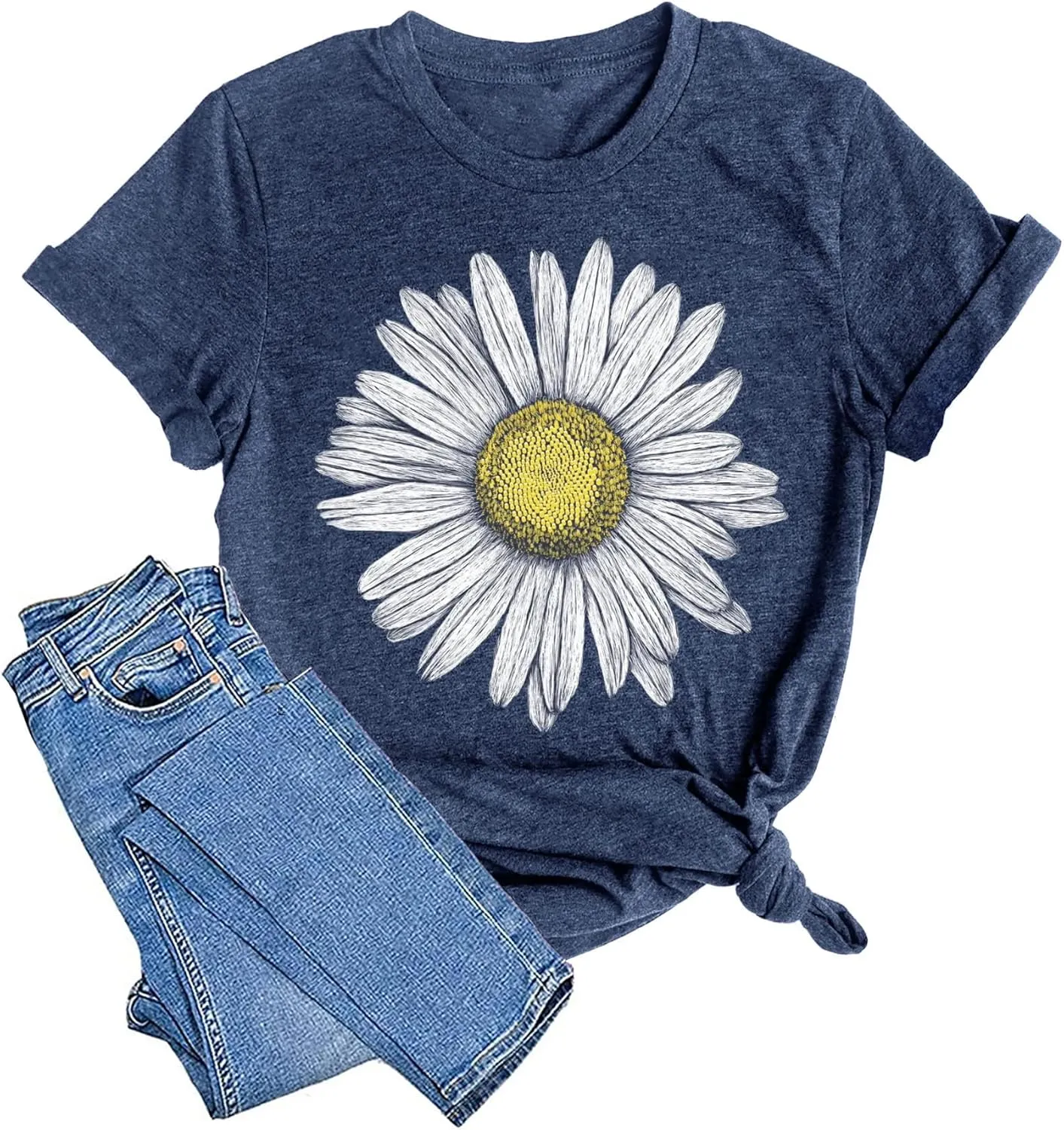 LAZYCHILD Womens Graphic Tees Sunflower Shirts Vintage Flower Graphic Tees Shirts Inspirational Tees Casual Faith Shirt Tops