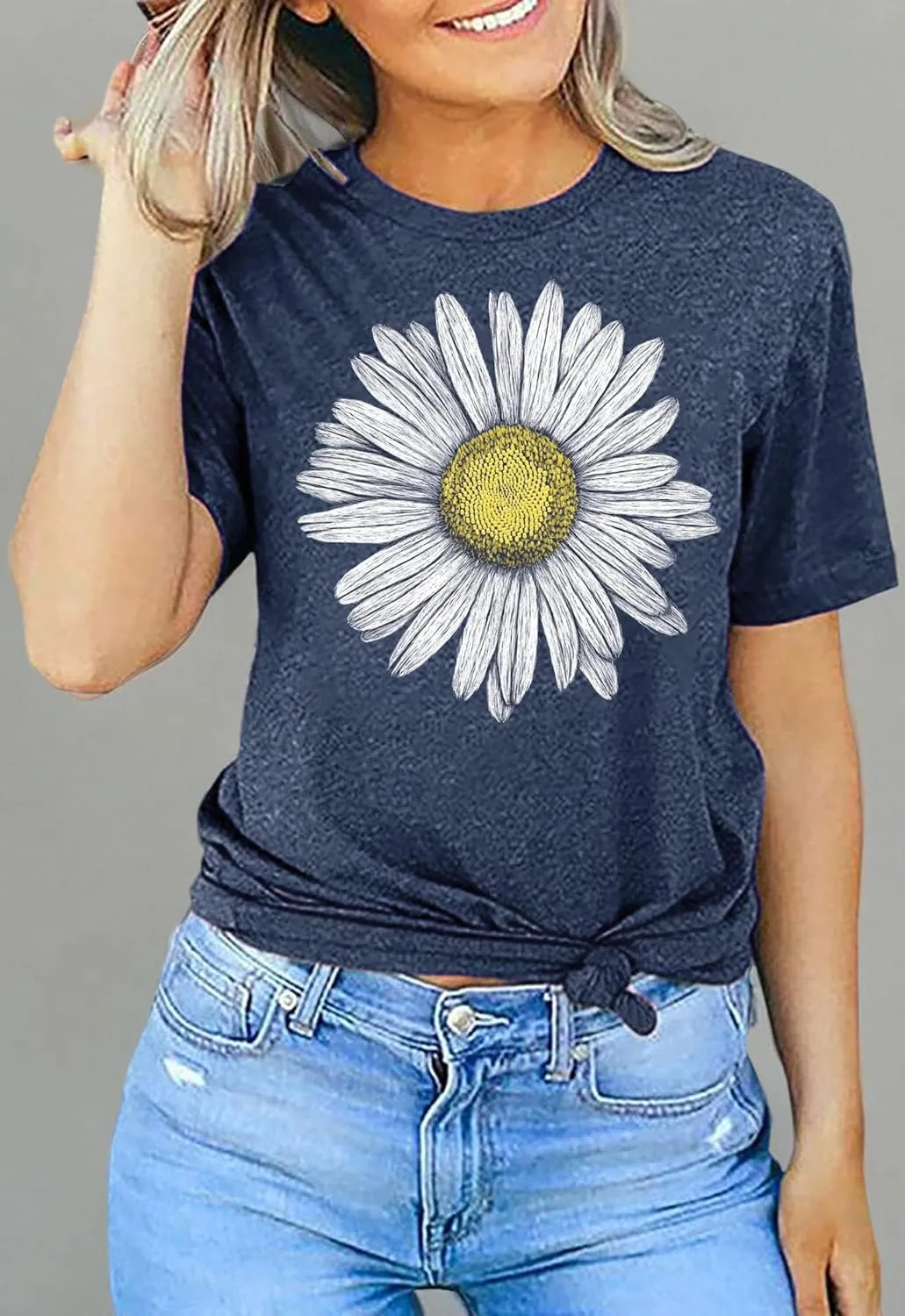 LAZYCHILD Womens Graphic Tees Sunflower Shirts Vintage Flower Graphic Tees Shirts Inspirational Tees Casual Faith Shirt Tops
