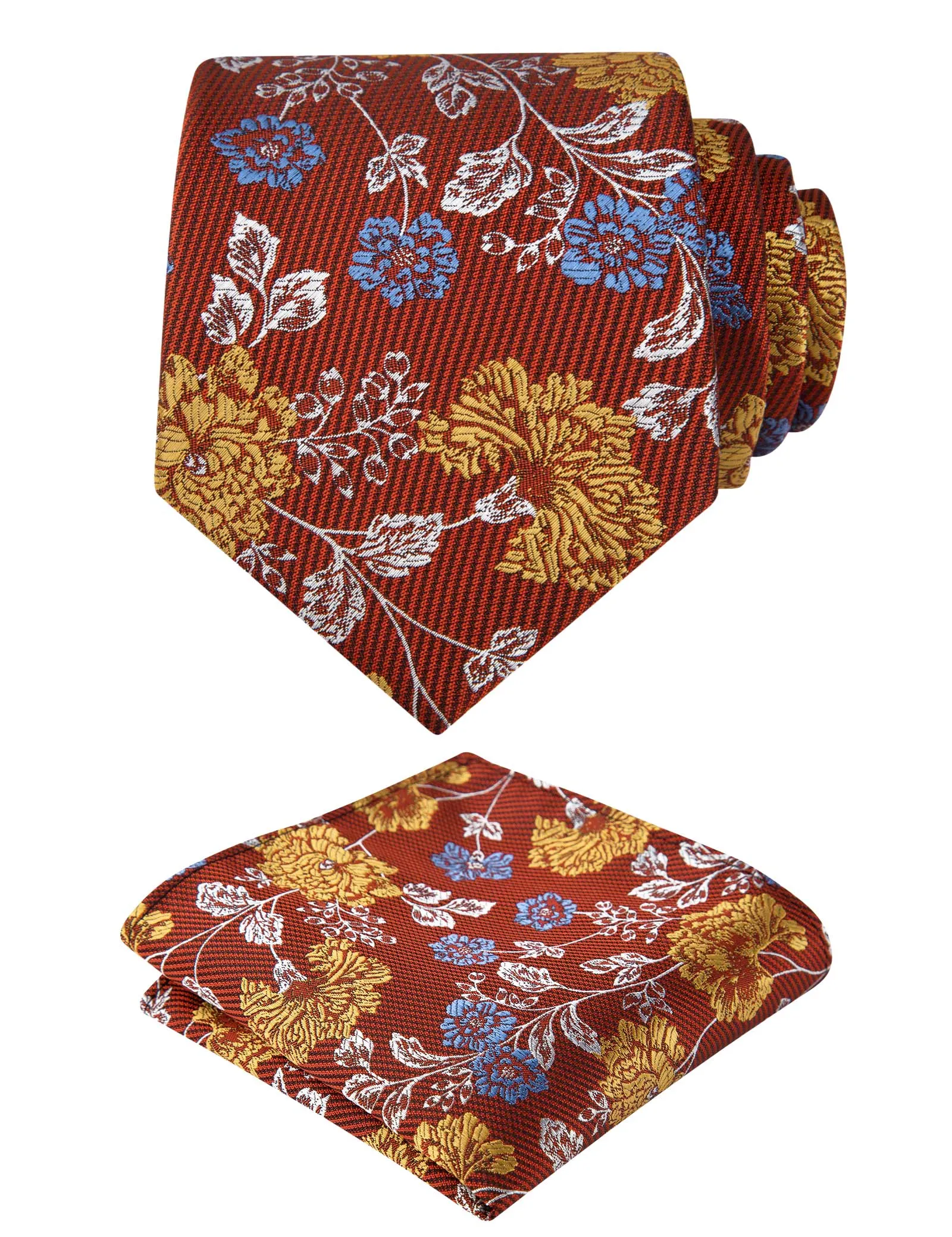 Men's 3.15'' Colorful Flower Pattern and handkerchief Necktie Set, 148