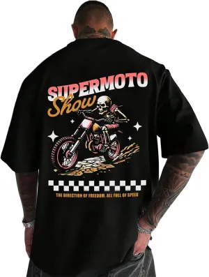 Mens Graphic Tees Vintage T-Shirts Oversized Letter Print Casual Crewneck Cotton Top Short Sleeve Rapper Streetwear