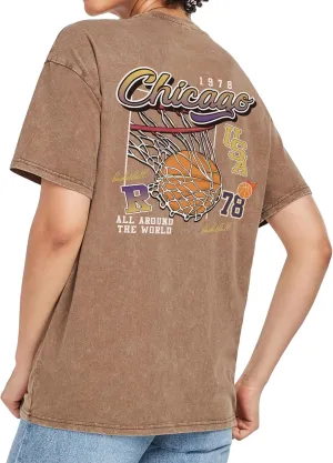 Mens Graphic Tees Vintage Unisex Acid Wash Streetwear Cotton Oversized T-Shirts Loose Fit Summer Tops for Men Women