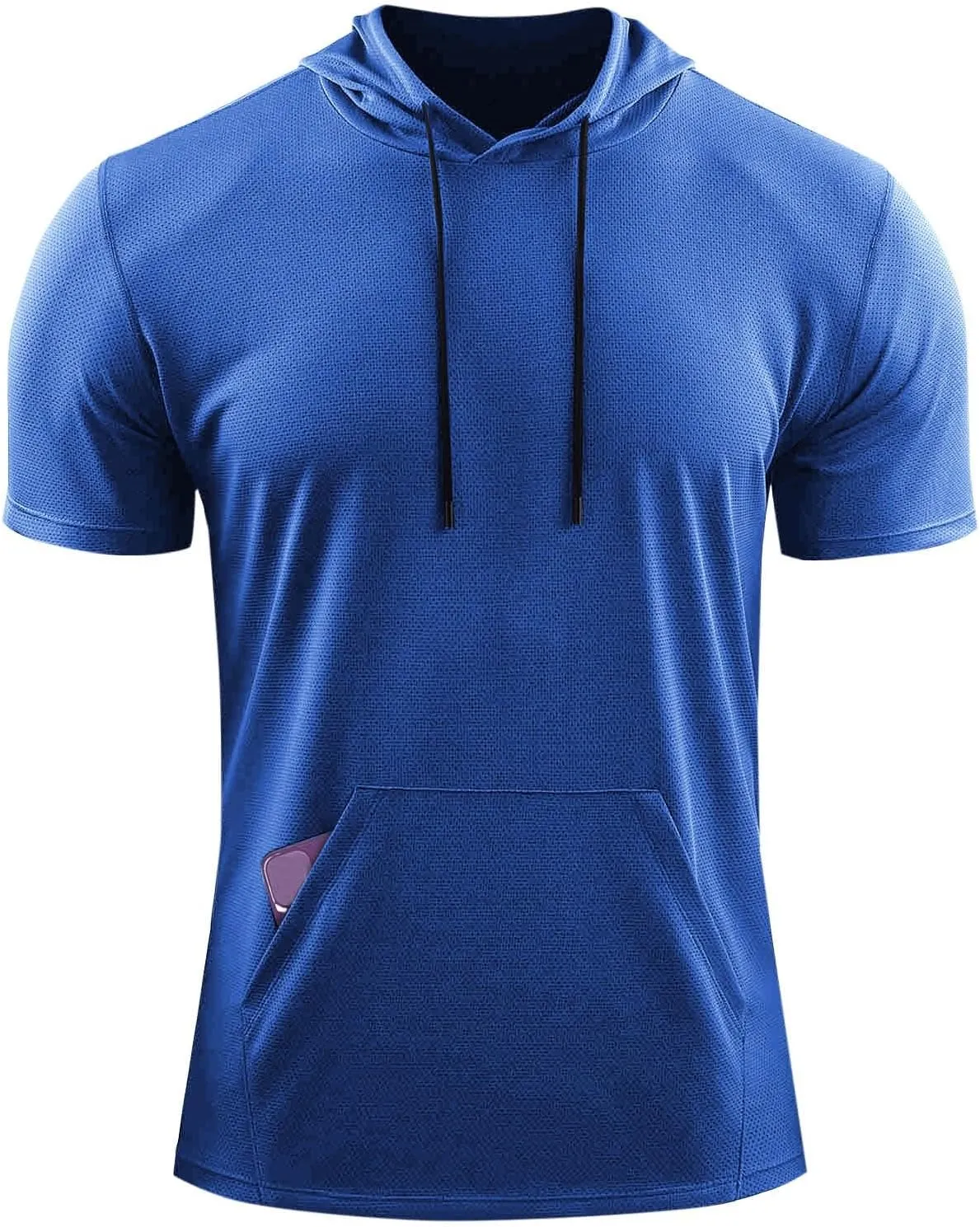 Mens Short Sleeve Hooded Shirt Casual Athletic Quick Dry Breathable Tops Summer Gym Workout Hoodies with Pockets