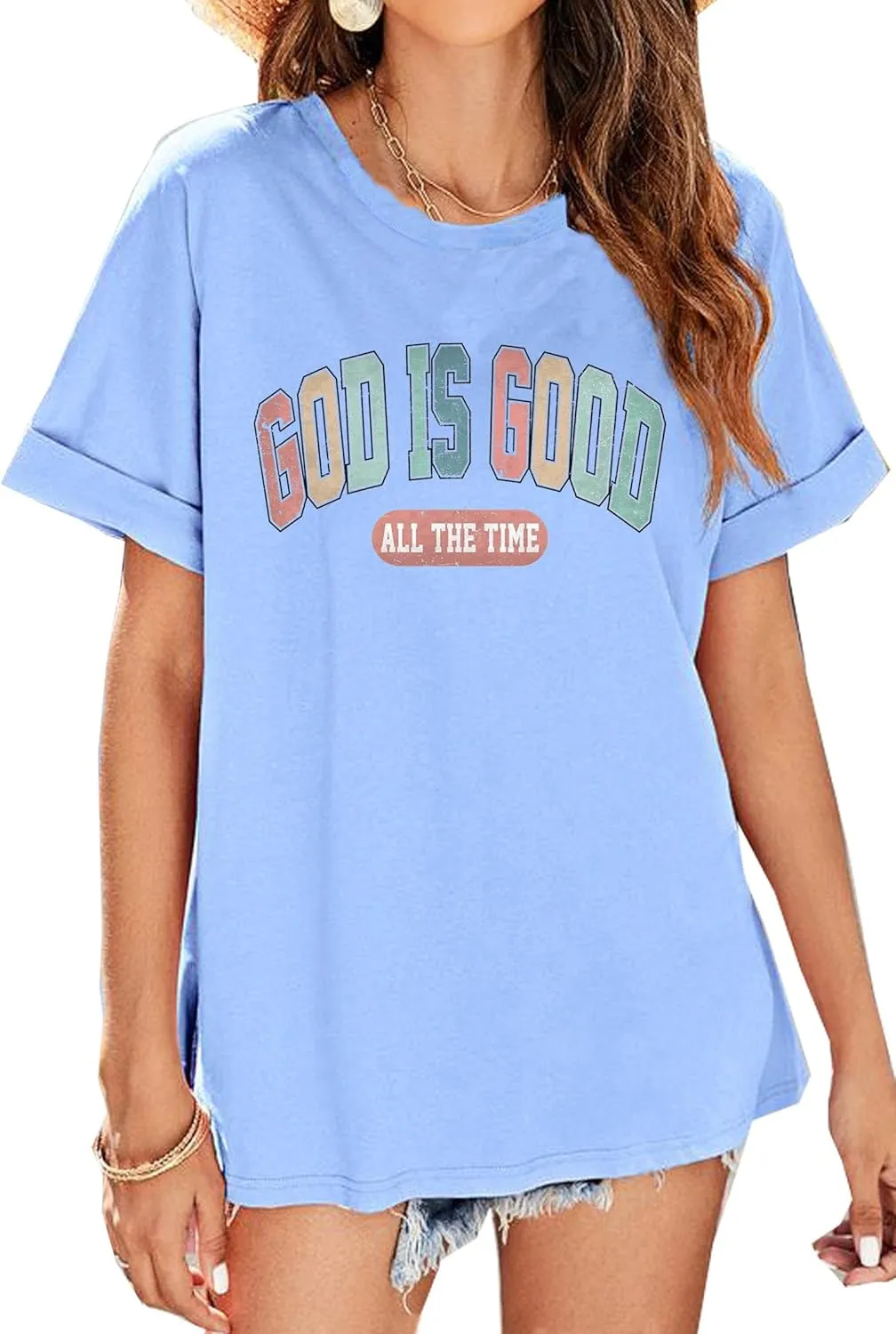 Oversized Christian Shirts for Women/Faith Jesus Graphic Tees/Bible Verse Short Sleeve Casual Loose T-Shirt Top