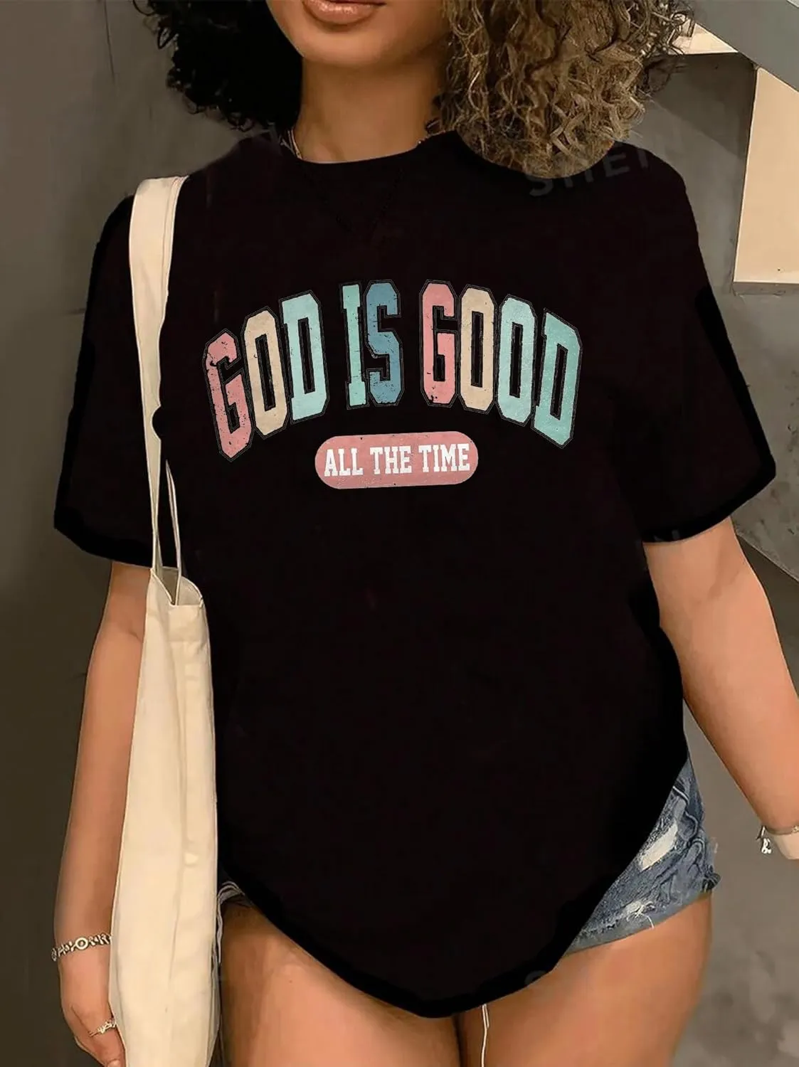 Oversized Christian Shirts for Women/Faith Jesus Graphic Tees/Bible Verse Short Sleeve Casual Loose T-Shirt Top