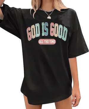 Oversized Christian Shirts for Women/Faith Jesus Graphic Tees/Bible Verse Short Sleeve Casual Loose T-Shirt Top