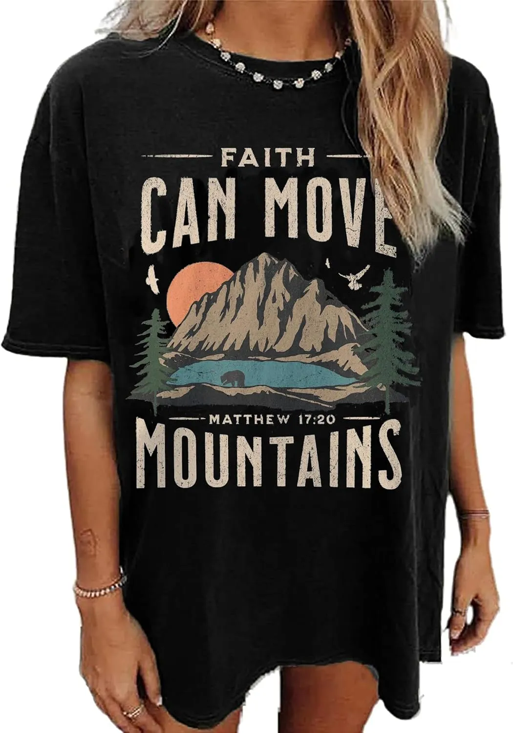Oversized Christian Shirts for Women/Faith Jesus Graphic Tees/Bible Verse Short Sleeve Casual Loose T-Shirt Top