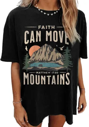 Oversized Christian Shirts for Women/Faith Jesus Graphic Tees/Bible Verse Short Sleeve Casual Loose T-Shirt Top