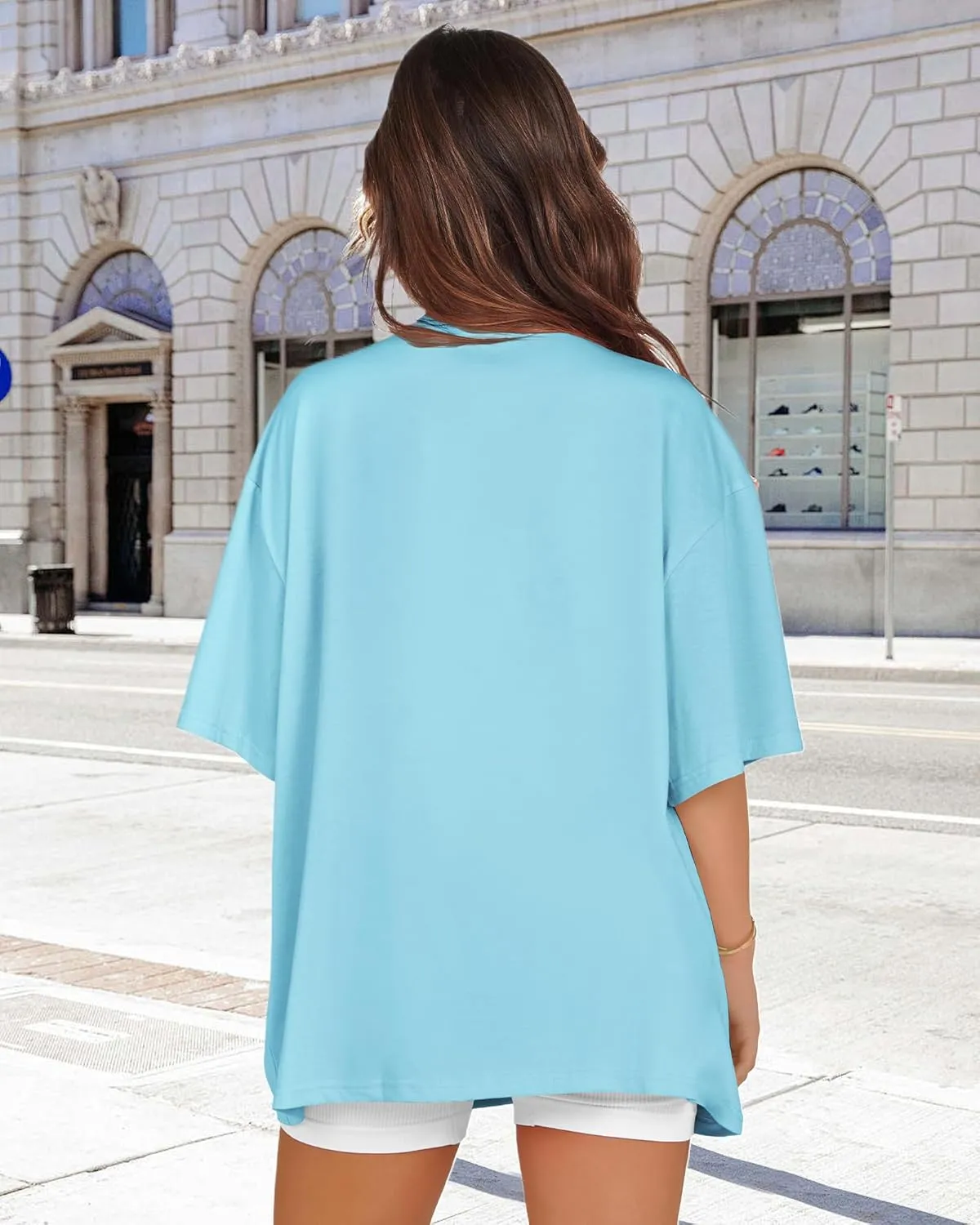 Oversized Tshirts for Women V Neck Short Sleeve Summer Casual Basic Loose Tops