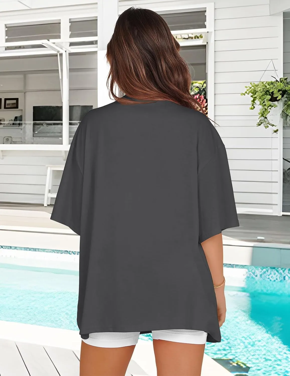 Oversized Tshirts for Women V Neck Short Sleeve Summer Casual Basic Loose Tops