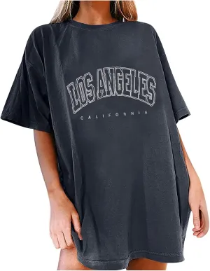Shirts for Girls 12-14 Years Old Oversized Graphic Print Short Sleeve Tunic Tops Crew Neck Casual Drop Shoulder T Shirts