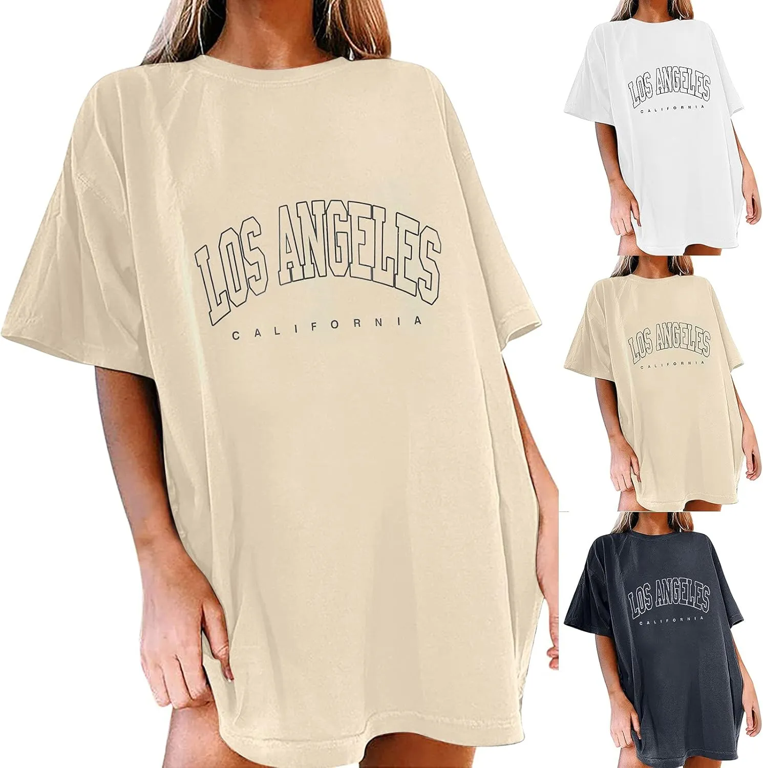 Shirts for Girls 12-14 Years Old Oversized Graphic Print Short Sleeve Tunic Tops Crew Neck Casual Drop Shoulder T Shirts