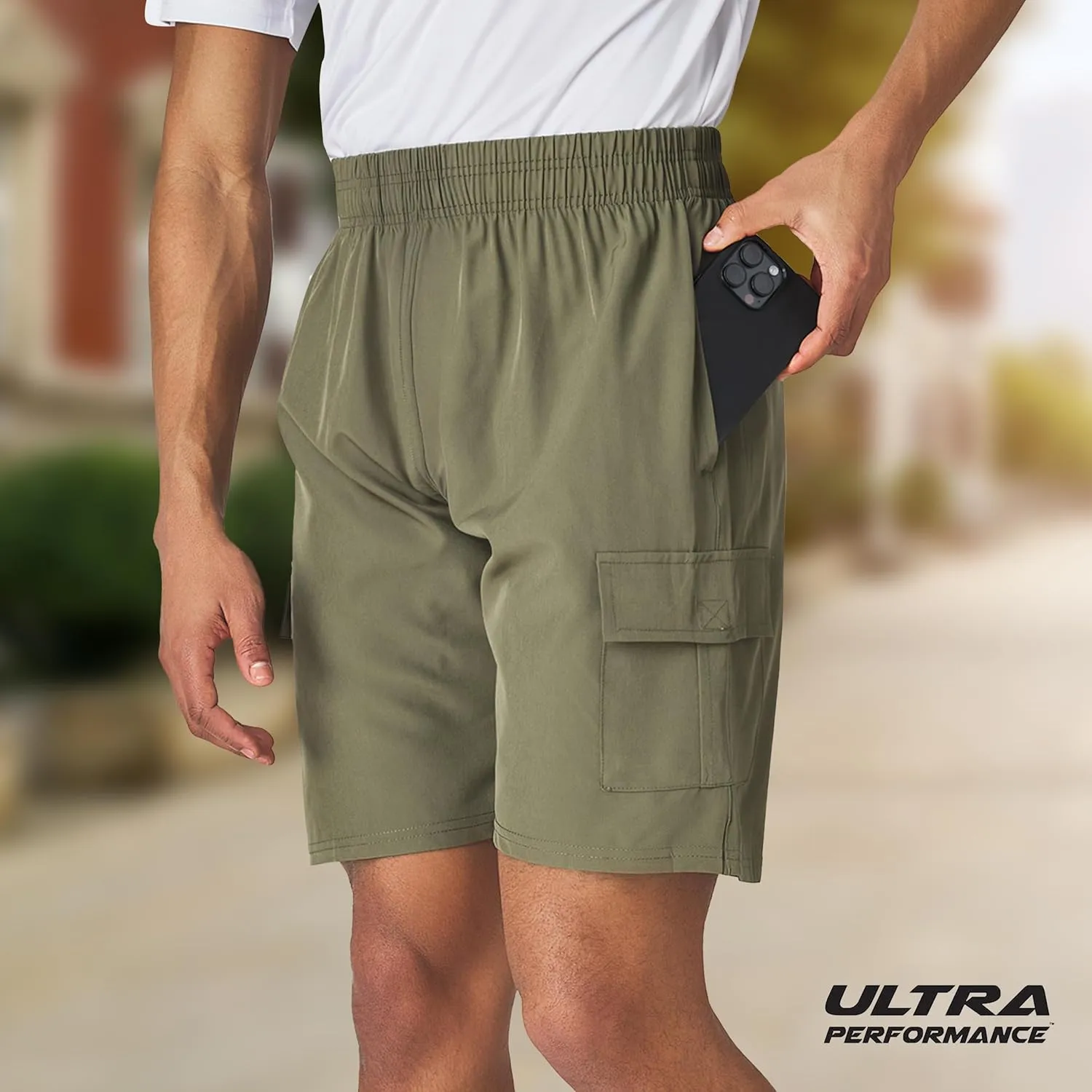 Ultra Performance Men's Nylon Cargo Short's- 2 Pack Mens Golf & Hiking Stretch Shorts with Pockets Quick Dry Short for Men