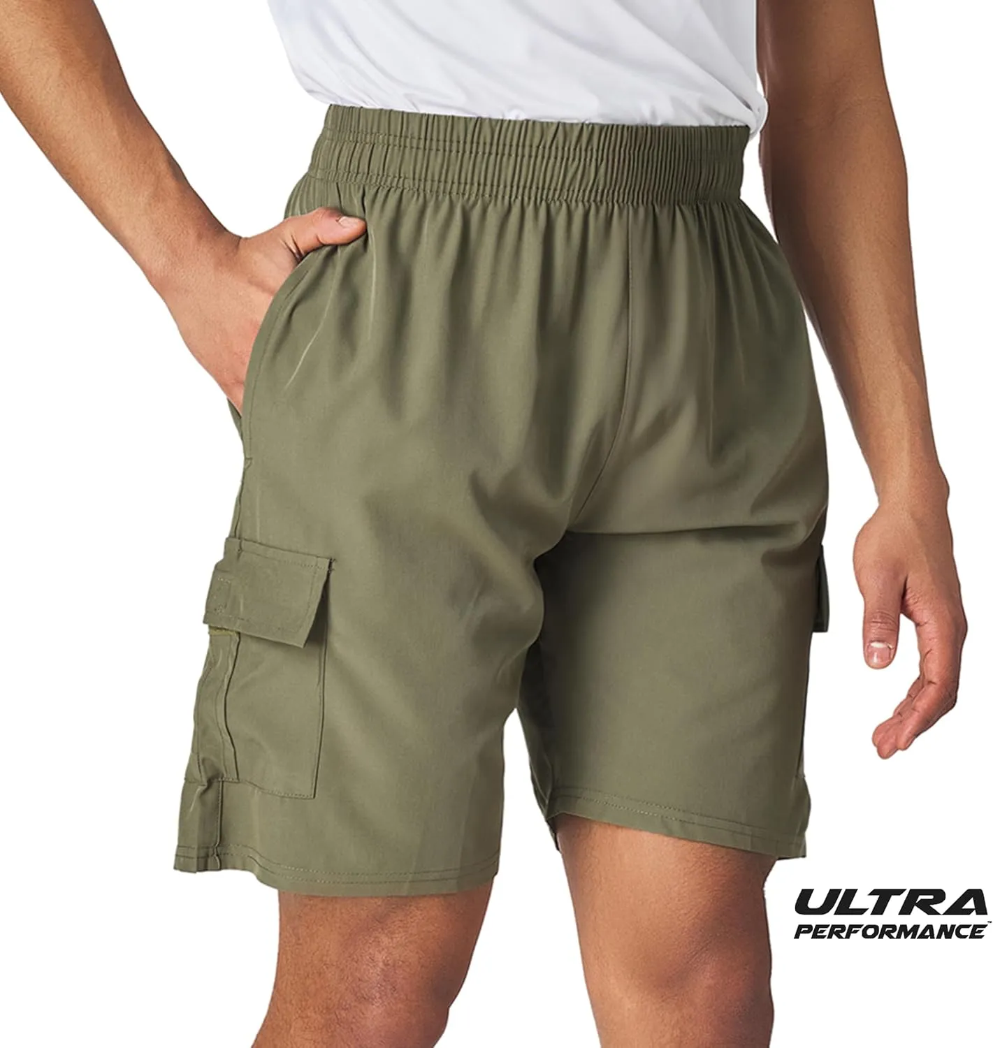 Ultra Performance Men's Nylon Cargo Short's- 2 Pack Mens Golf & Hiking Stretch Shorts with Pockets Quick Dry Short for Men