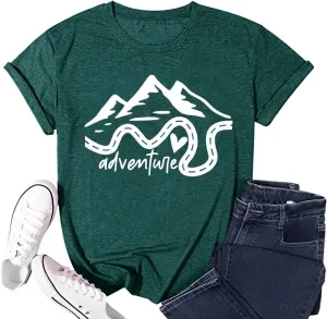 Women Find Your Road T-Shirt Cute Sayings Graphic Short Sleeve Tees Casual Round Neck Athletic Tops