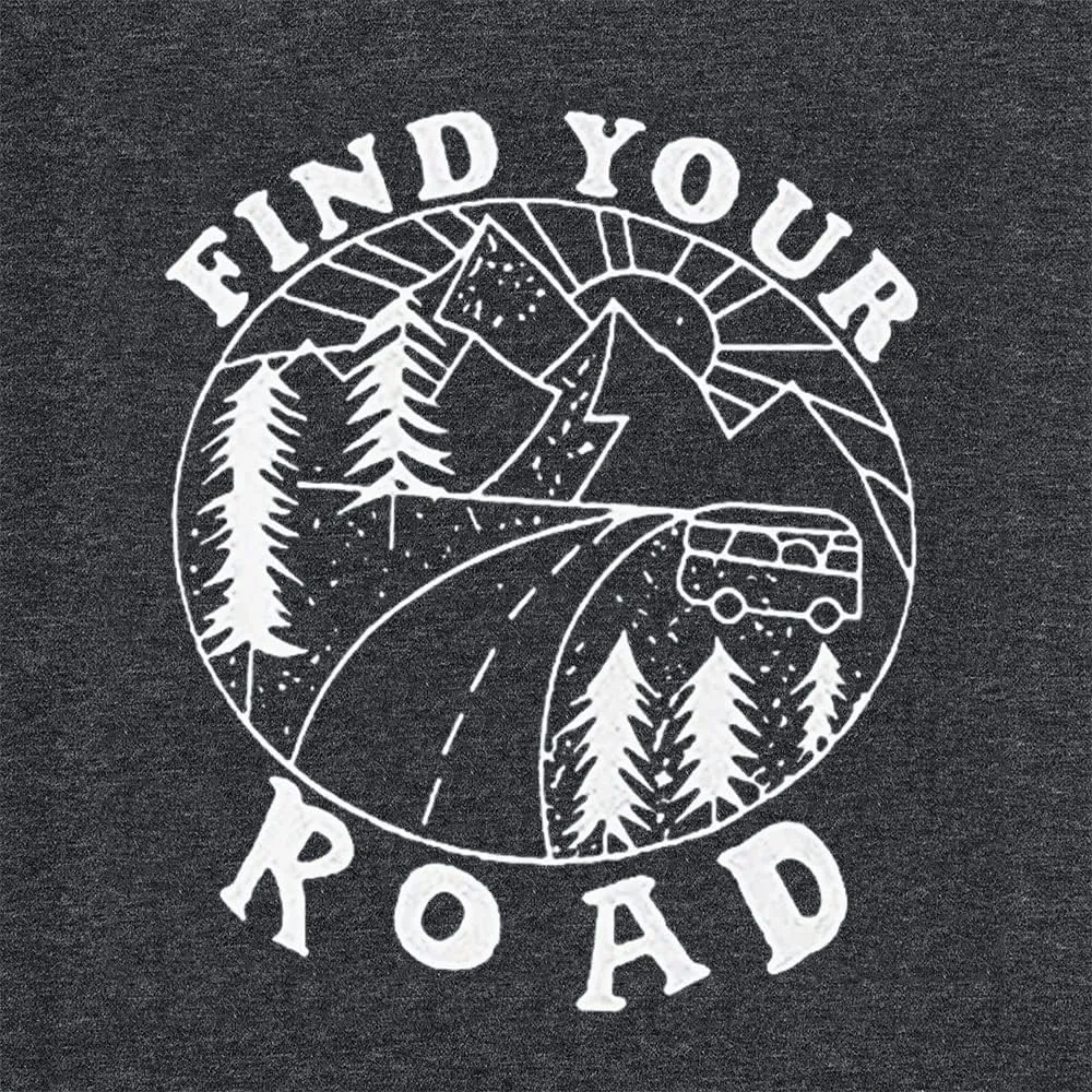 Women Find Your Road T-Shirt Cute Sayings Graphic Short Sleeve Tees Casual Round Neck Athletic Tops