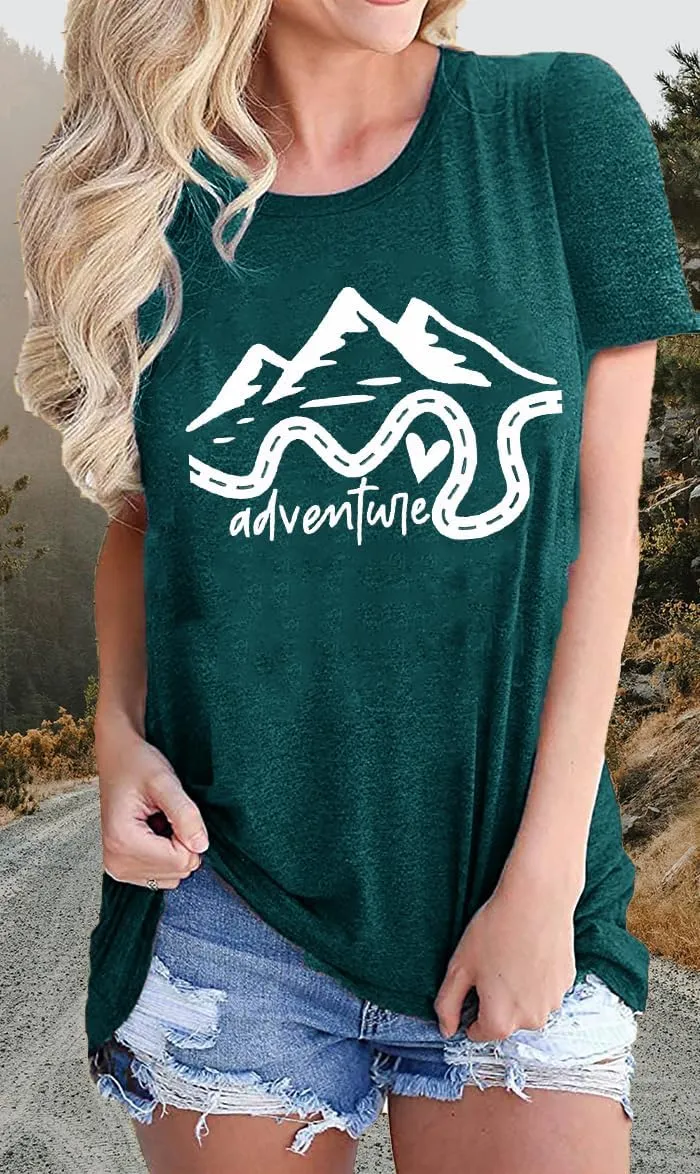 Women Find Your Road T-Shirt Cute Sayings Graphic Short Sleeve Tees Casual Round Neck Athletic Tops