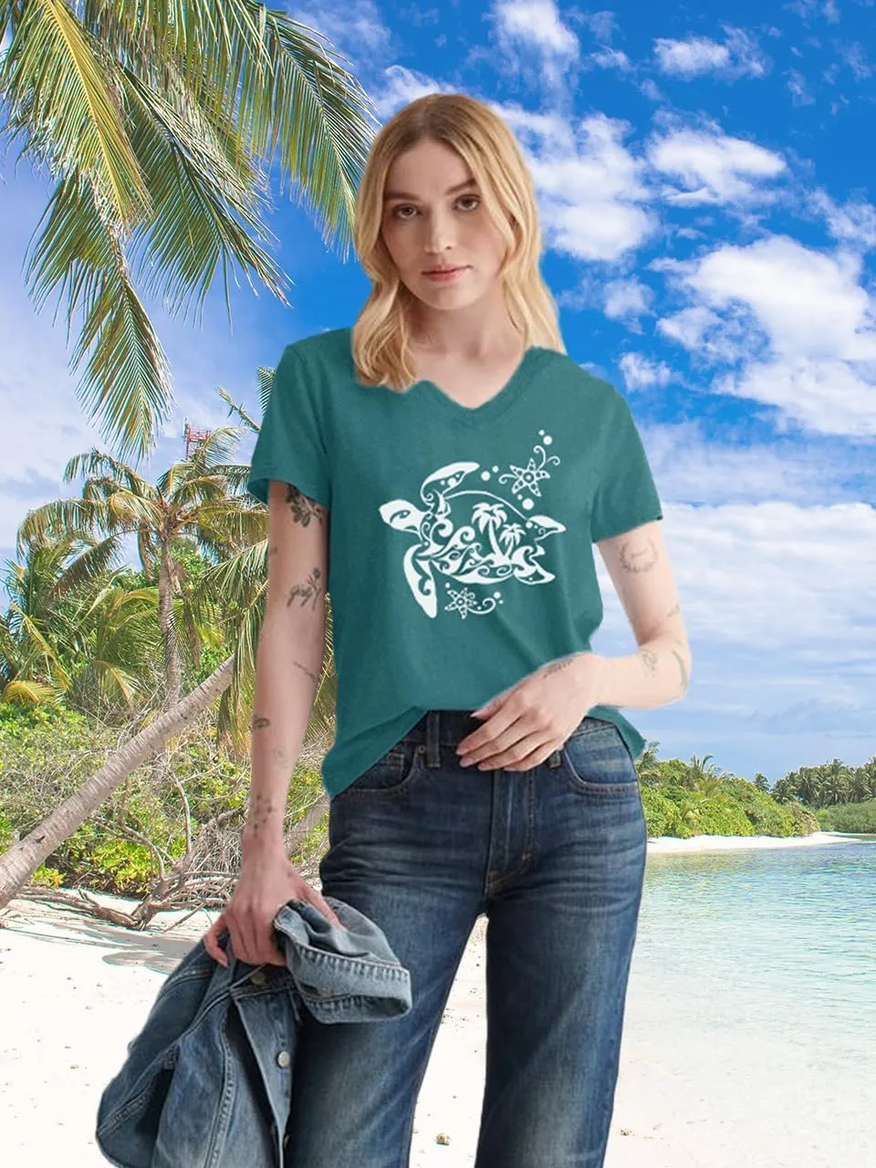 Women V Neck Sunflower Graphic Shirt Cute Dandelion Teen Girls Tee Tops Short Sleeve Cowgirls Casual T Shirts