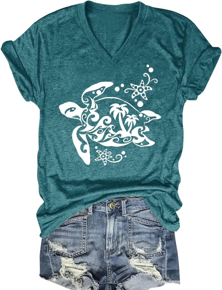 Women V Neck Sunflower Graphic Shirt Cute Dandelion Teen Girls Tee Tops Short Sleeve Cowgirls Casual T Shirts
