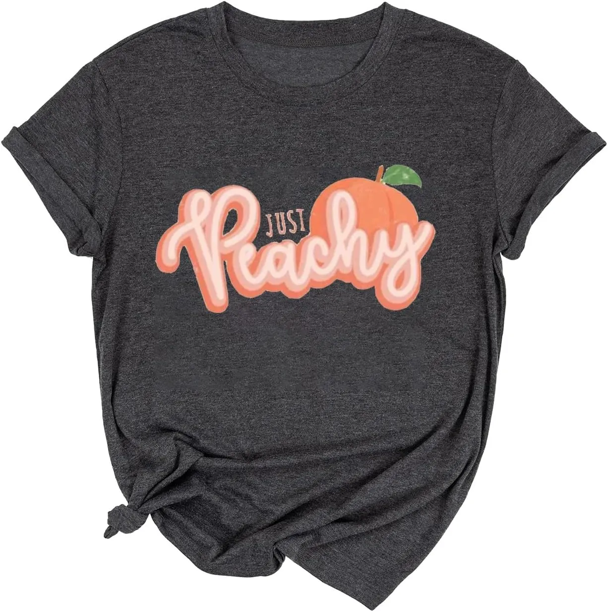 Ykomow Just Peachy T Shirt Womens Short Sleeve Casual Summer Graphic Tees Tops